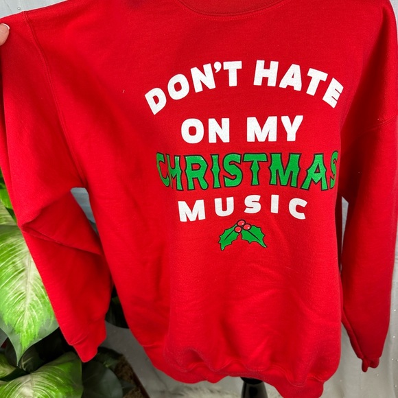 Vintage Retro 90s Don't Hate on My Christmas Music Oversized Sweatshirt Large - Picture 2 of 6
